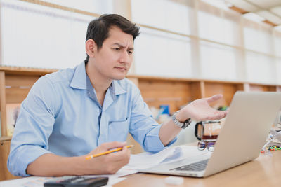 Businessman working at office