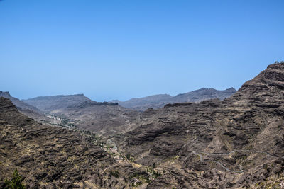 Scenic view of mountains against clear sky