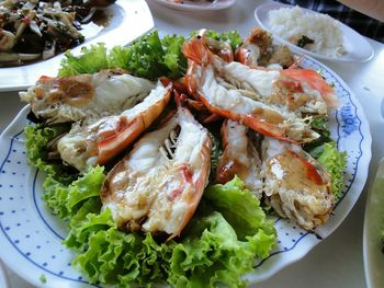 High angle view of meal served in plate