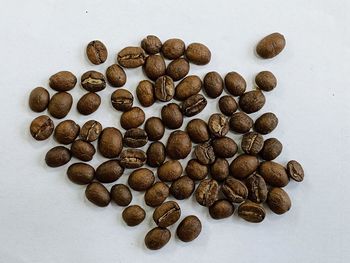 High angle view of coffee beans on table