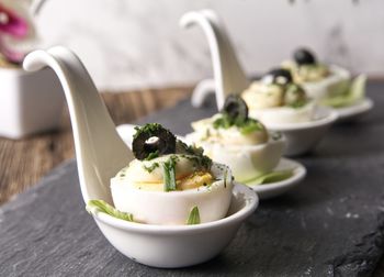 Close-up of food in bowl on table