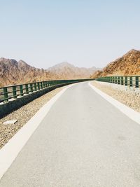 Empty road leading towards mountains