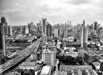 Cityscape with buildings in background