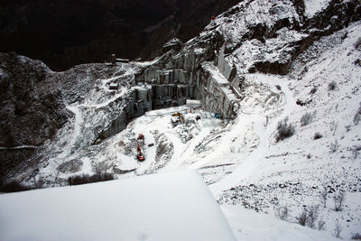 Aerial view of snowcapped mountain