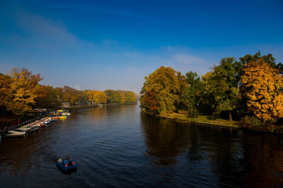 Scenic view of lake against sky during autumn