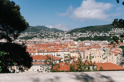 View of townscape against sky