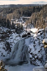 High angle view of frozen lake during winter