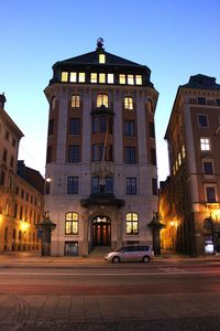 Low angle view of building at night