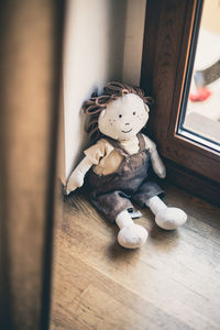 High angle view of stuffed toy on table at home