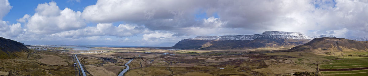 Panoramic view of land against sky