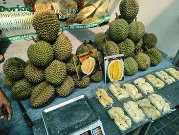 High angle view of fruits for sale in market