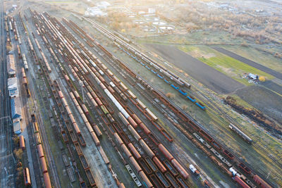 High angle view of cars on road in city