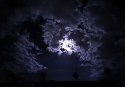 Low angle view of silhouette trees against cloudy sky