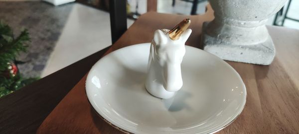 High angle view of ice cream on table