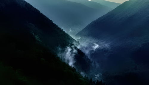 Scenic view of waterfall against sky