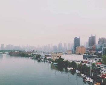 View of river with buildings in background