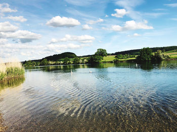 Scenic view of lake against sky