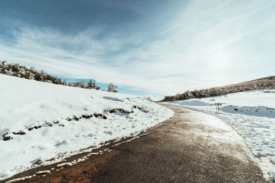 Scenic view of snow covered snowcapped mountains against sky