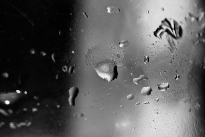 Full frame shot of raindrops on window