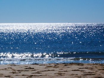 Scenic view of sea against clear sky