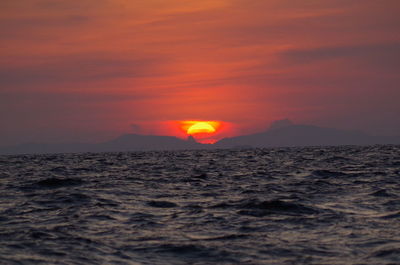 Scenic view of sea at sunset