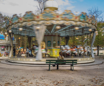 Group of people at amusement park