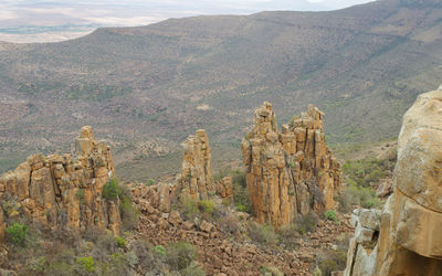 Mountain range valley of desolation and stone desert in the national park south africa