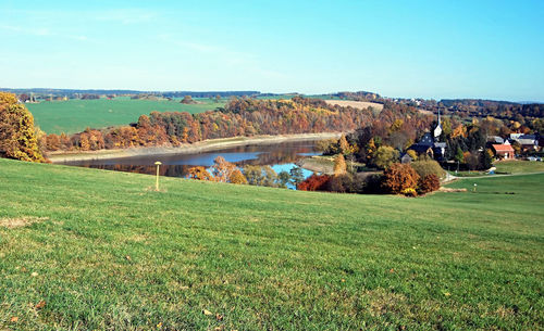 Scenic view of field against sky