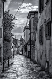 Empty alley amidst buildings in town