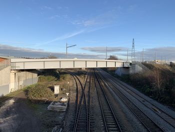 Railroad tracks against sky