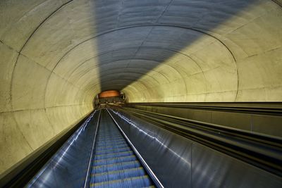 High angle view of escalator