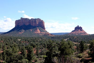 Scenic view of mountains against cloudy sky
