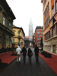 Tourists on city street