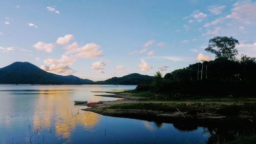 Scenic view of lake against sky