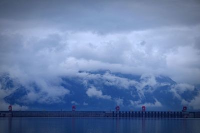 Scenic view of sea against cloudy sky