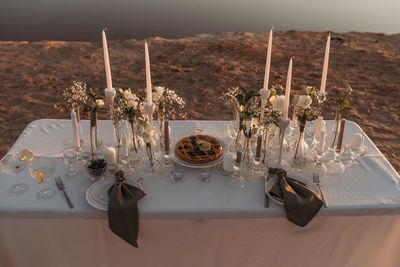 Close-up of christmas decorations on table