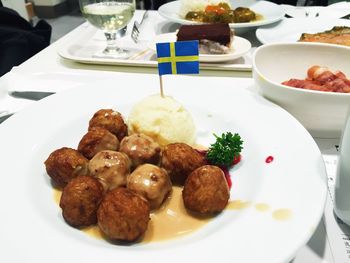 Close-up of food served in plate