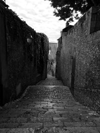 Alley amidst buildings against sky