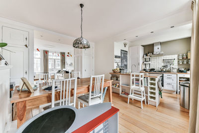 Empty chairs and tables at home