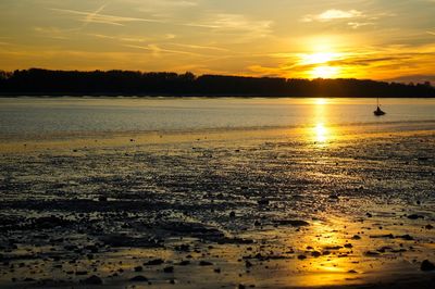 Scenic view of sea against sky during sunset