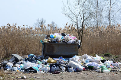 View of garbage in field