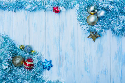 Close-up of christmas tree in snow