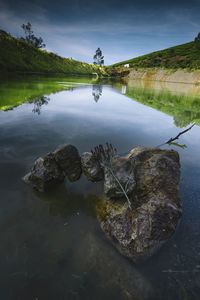 Scenic view of lake against sky