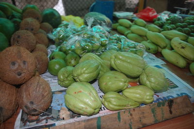 Variety of food for sale at market stall