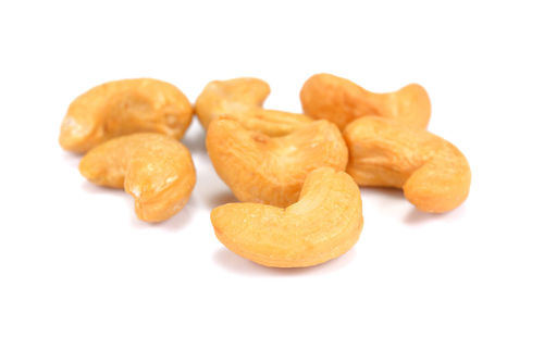 Close-up of cookies against white background