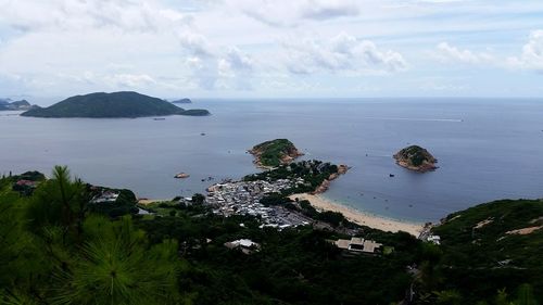 High angle view of sea against sky