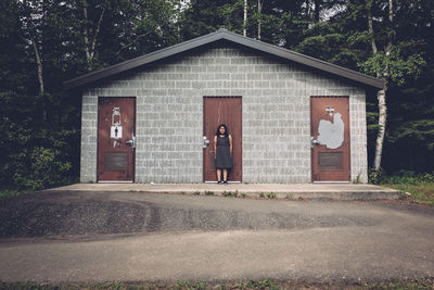 Closed door of building