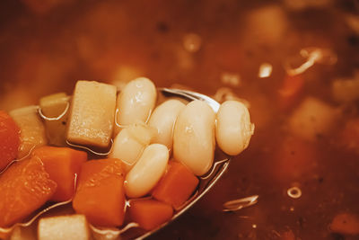 Close-up of eggs in container on table