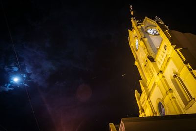 Low angle view of illuminated building