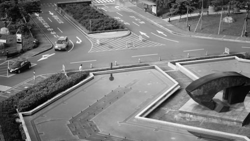High angle view of road in city